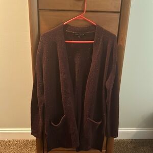 Women’s medium Cardigan sweater, maroon with color accent flecks